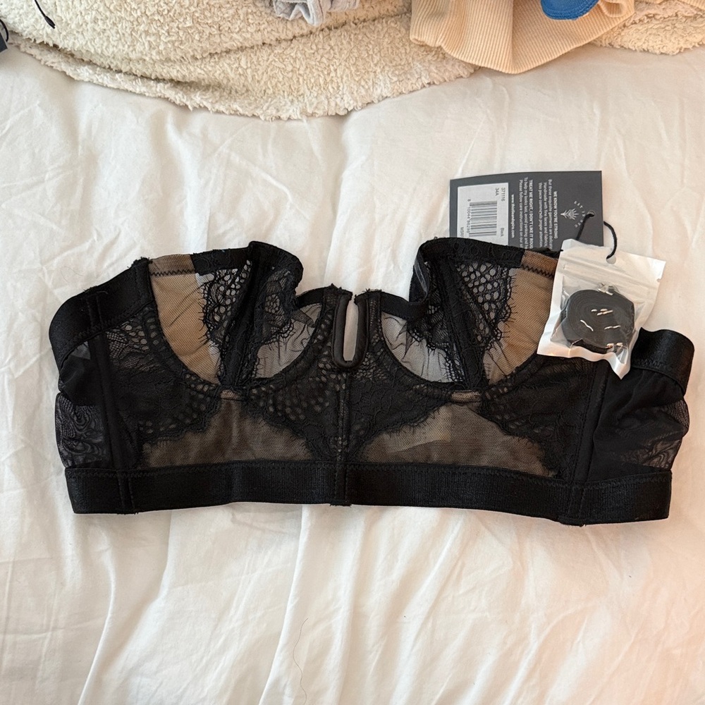 Thistle and Spire Black Sheer Lace Longline Bralette